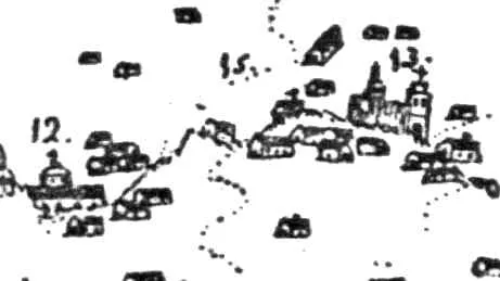 Fig. 11. Mina de la Cata (Cara) y Mina de Mellado y Convento de Padres Mercedarios.
